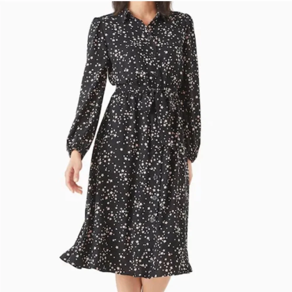 ✨NWT Kate Spade Scattered Stars ShirtDress Midi Length Size 4